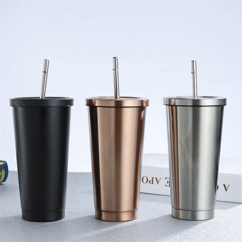Stainless Steel cups with straw